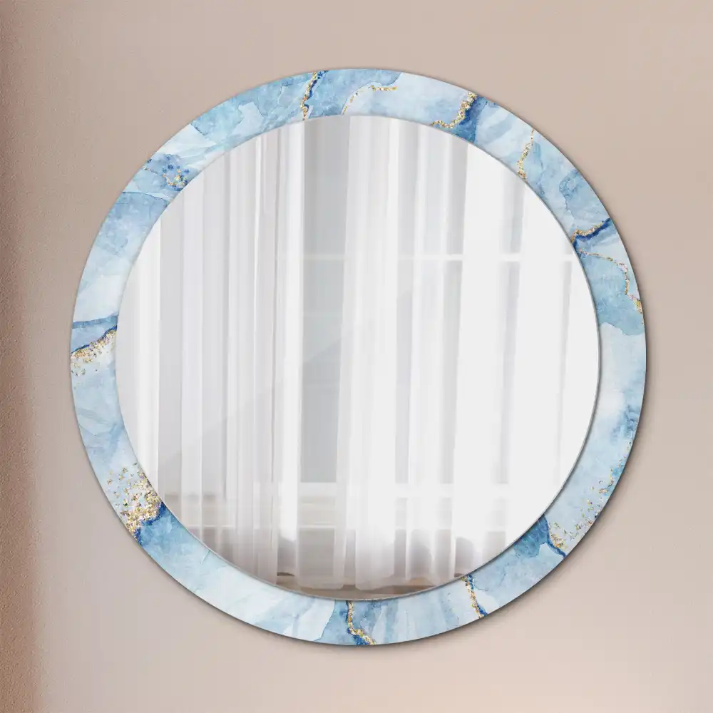 Spiegel rund Himmelblauer Marmor