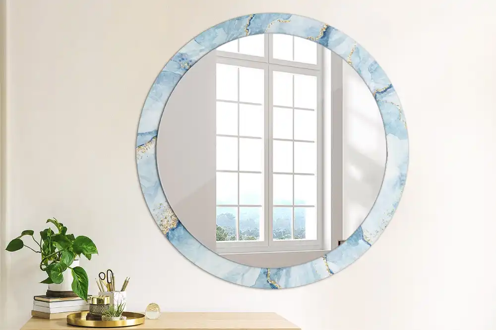 Spiegel rund Himmelblauer Marmor