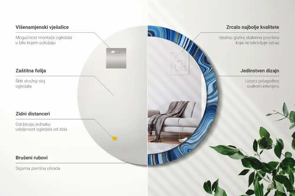Runden spiegel Marmorfluss