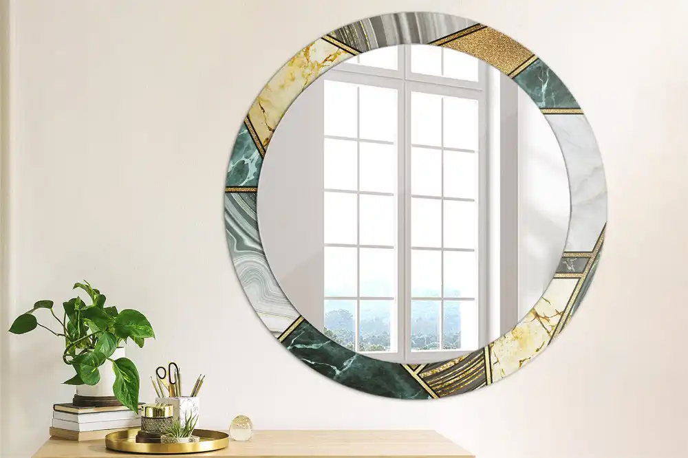 Runden spiegel Marmor-Stil