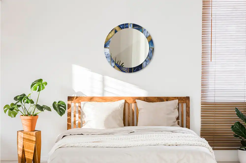 Spiegel mit bedrucktem Rahmen rund Moderner Marmor