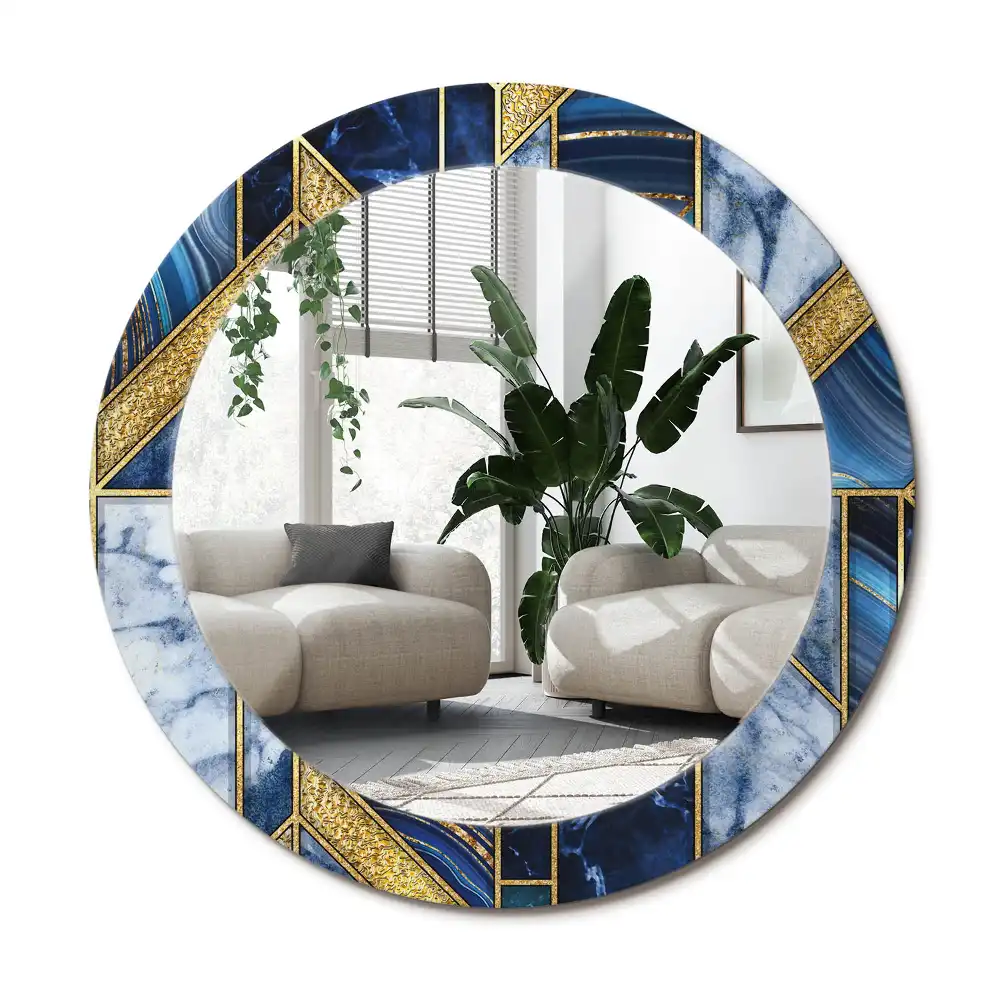 Spiegel mit bedrucktem Rahmen rund Moderner Marmor