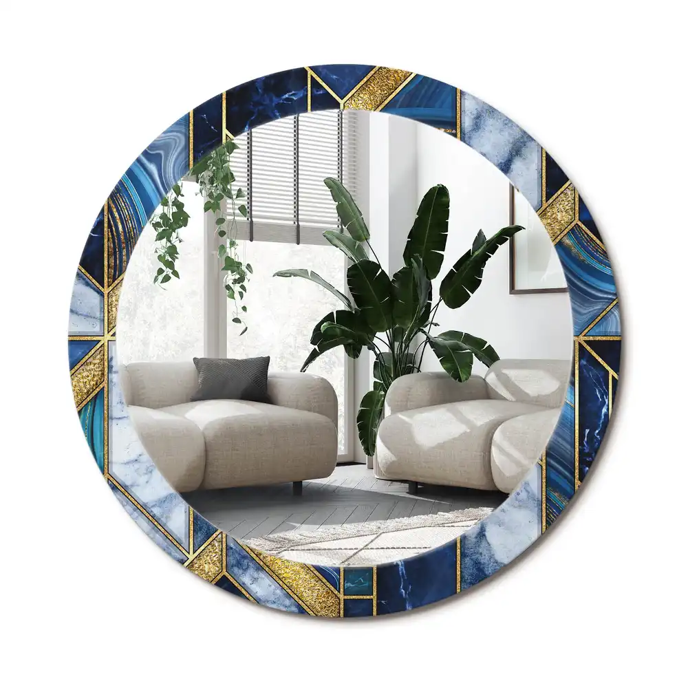 Spiegel mit bedrucktem Rahmen rund Moderner Marmor