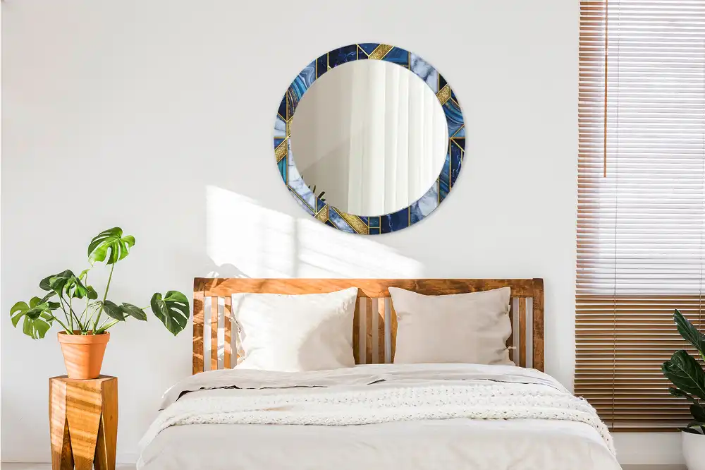 Spiegel mit bedrucktem Rahmen rund Moderner Marmor