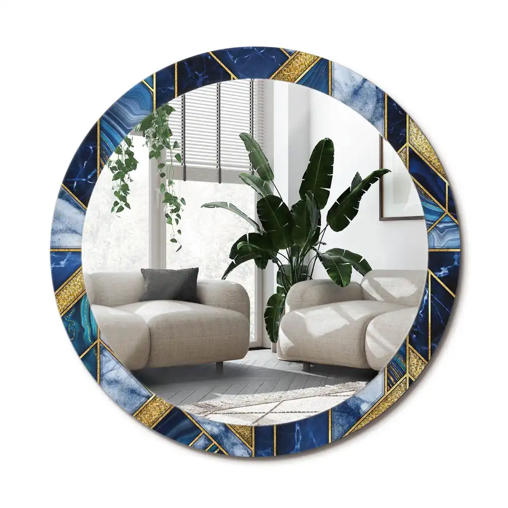 Spiegel mit bedrucktem Rahmen rund Moderner Marmor