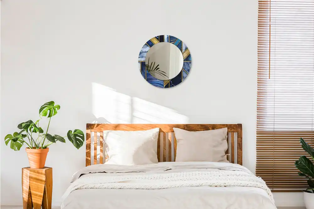 Spiegel mit bedrucktem Rahmen rund Moderner Marmor