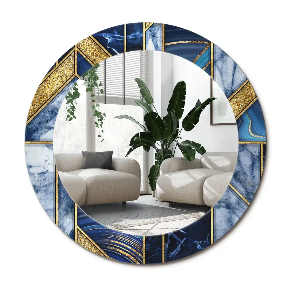 Spiegel mit bedrucktem Rahmen rund Moderner Marmor