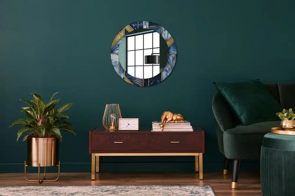 Spiegel mit bedrucktem Rahmen rund Moderner Marmor