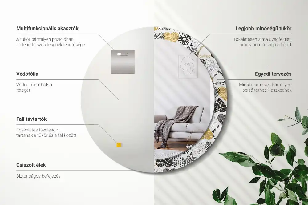 Runden spiegel Doodle-Herzen-Stil