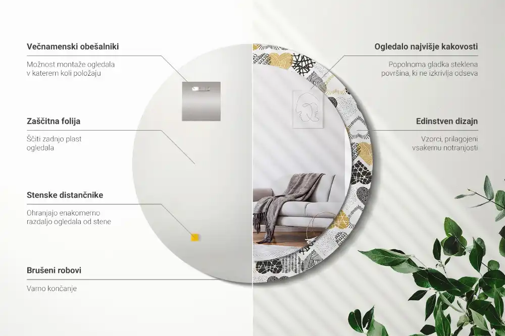 Runden spiegel Doodle-Herzen-Stil