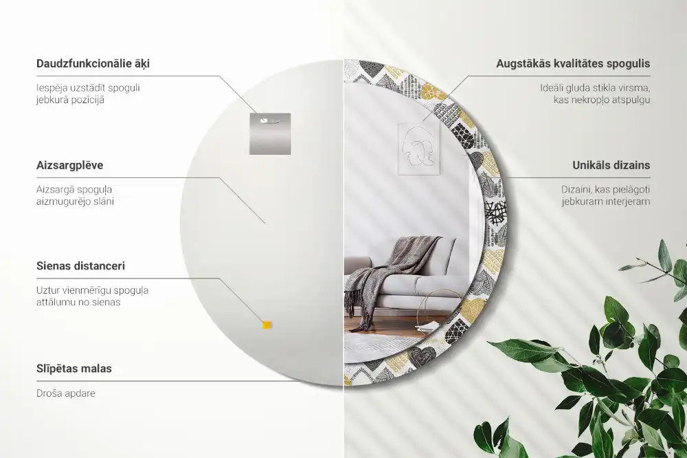 Runden spiegel Doodle-Herzen-Stil