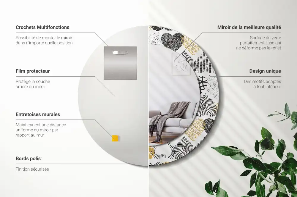 Runden spiegel Doodle-Herzen-Stil