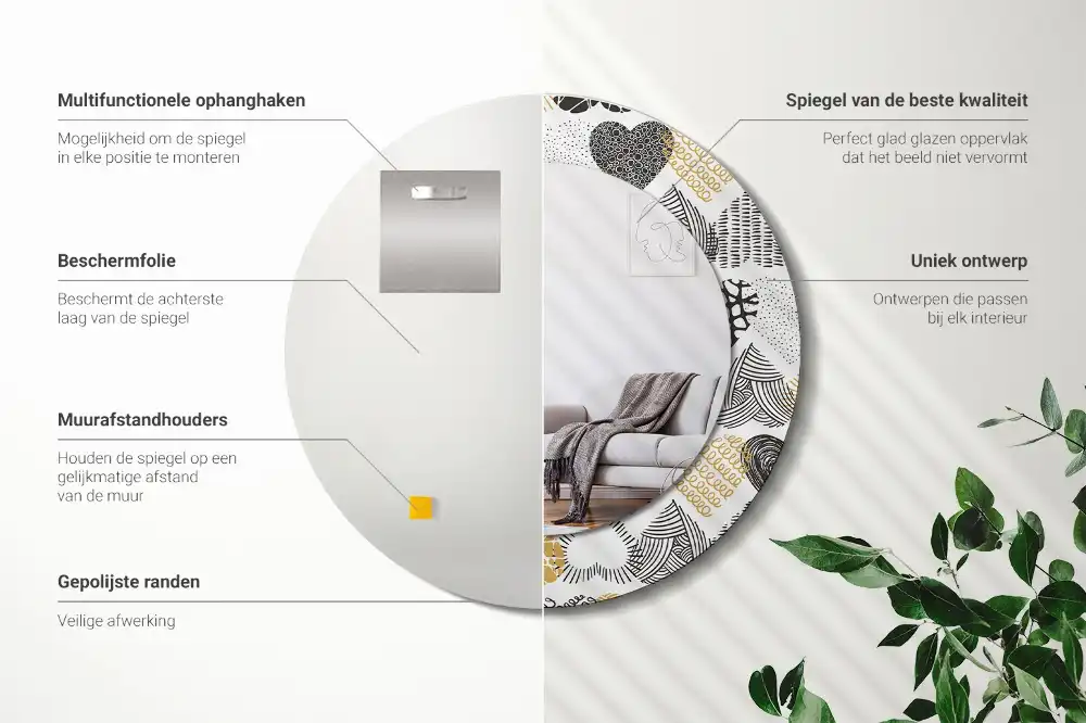 Runden spiegel Doodle-Herzen-Stil