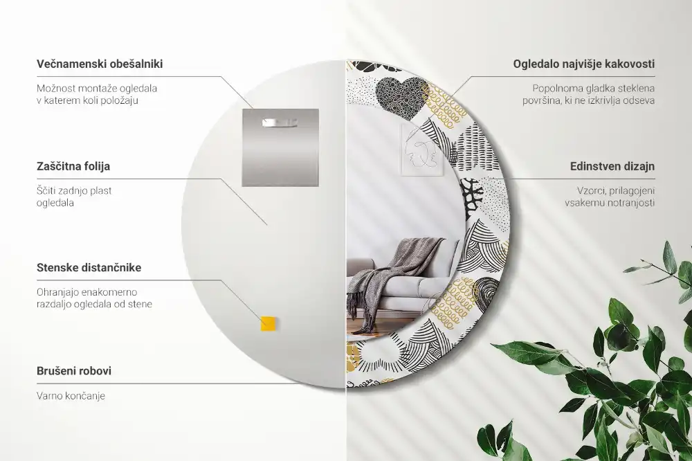 Runden spiegel Doodle-Herzen-Stil