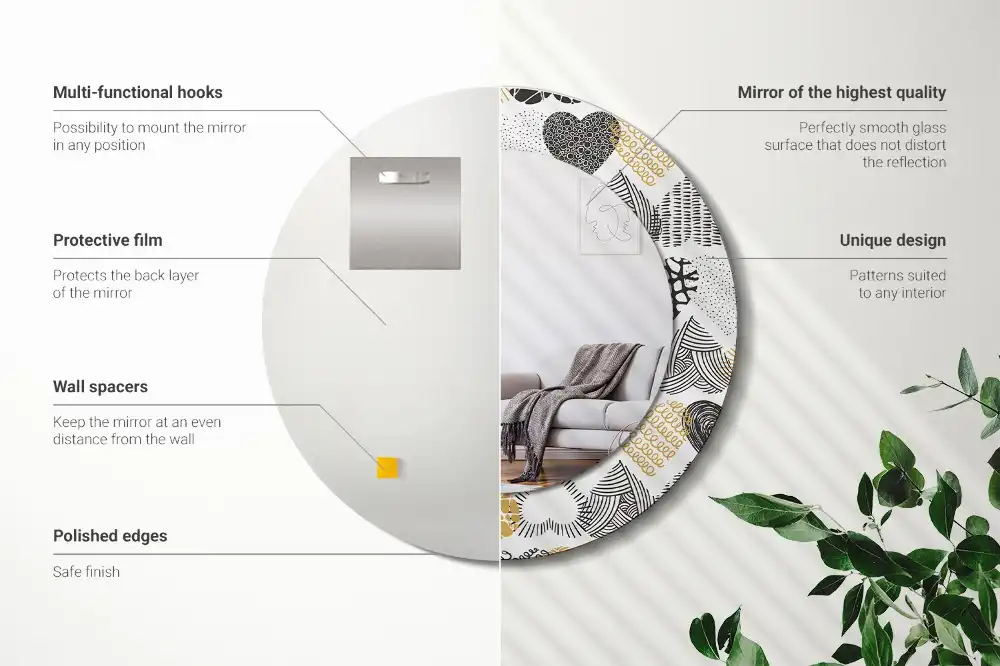 Runden spiegel Doodle-Herzen-Stil