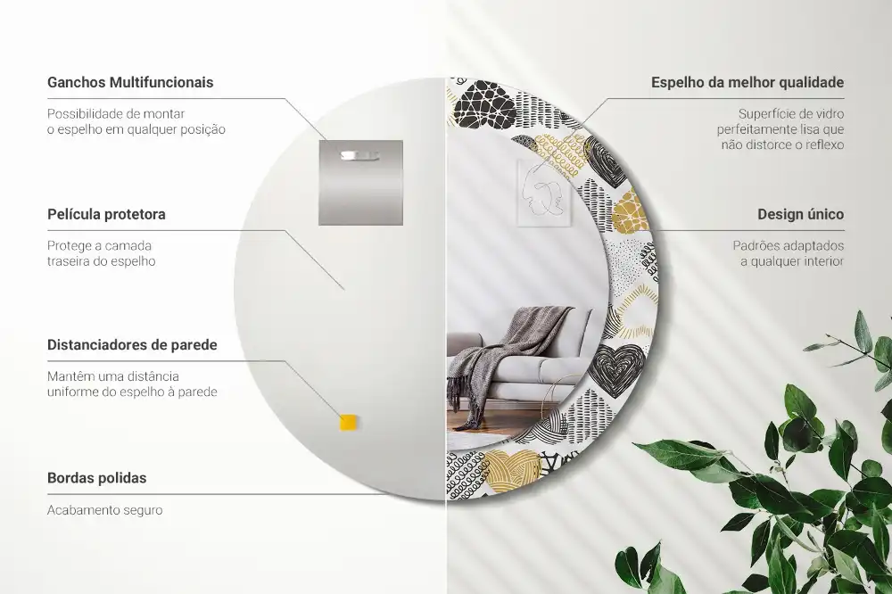 Runden spiegel Doodle-Herzen-Stil