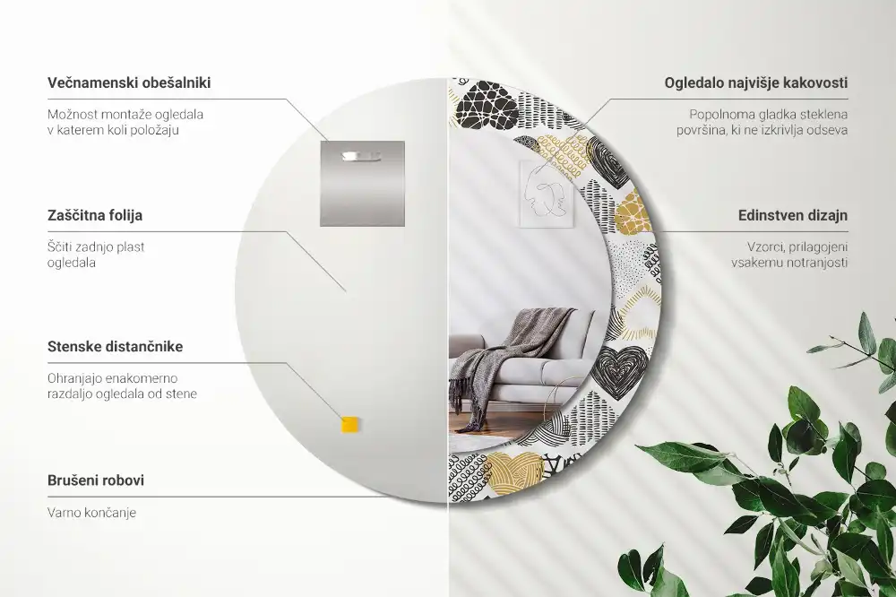 Runden spiegel Doodle-Herzen-Stil