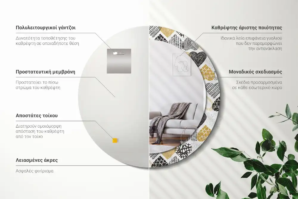 Runden spiegel Doodle-Herzen-Stil