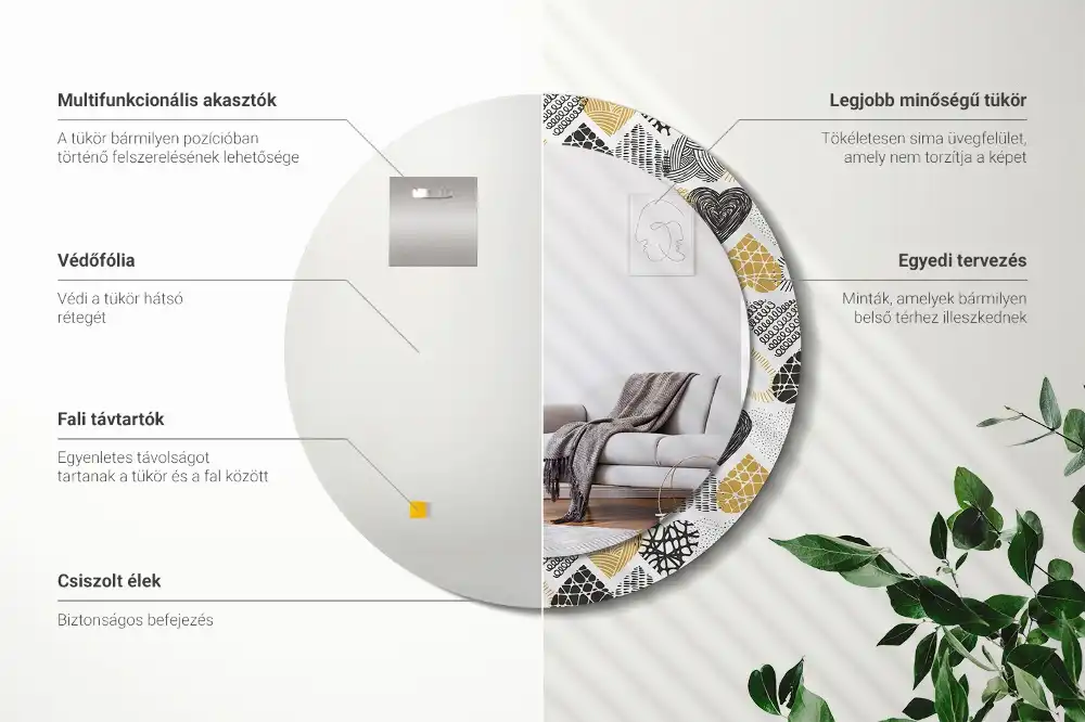 Runden spiegel Doodle-Herzen-Stil