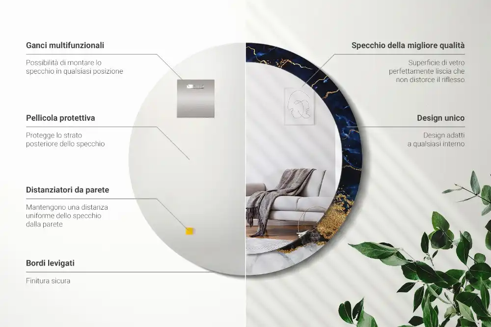 Spiegel rund Blauer Marmor