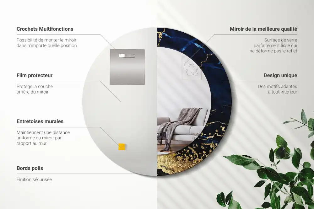 Spiegel rund Blauer Marmor