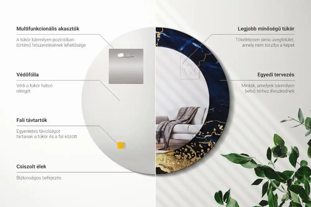 Spiegel rund Blauer Marmor