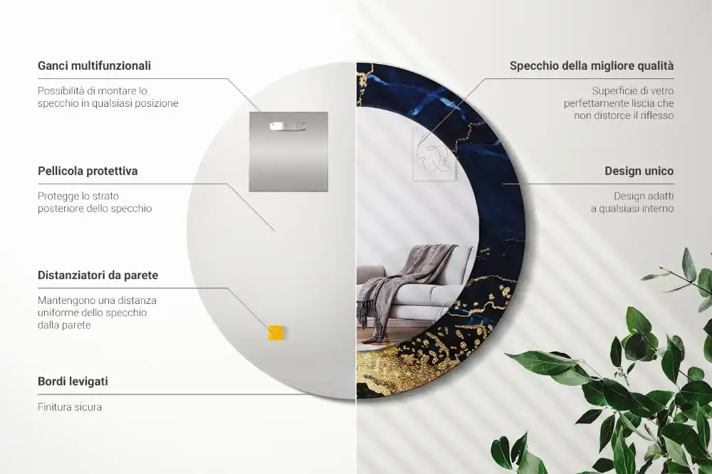 Spiegel rund Blauer Marmor