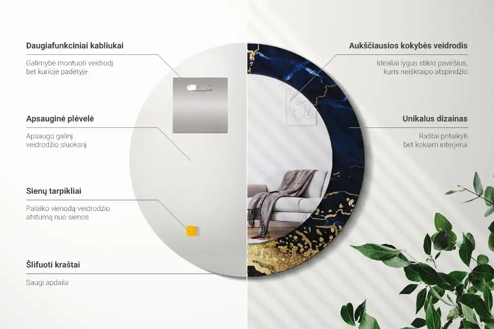 Spiegel rund Blauer Marmor