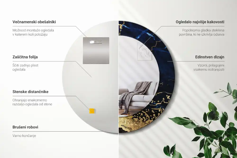 Spiegel rund Blauer Marmor