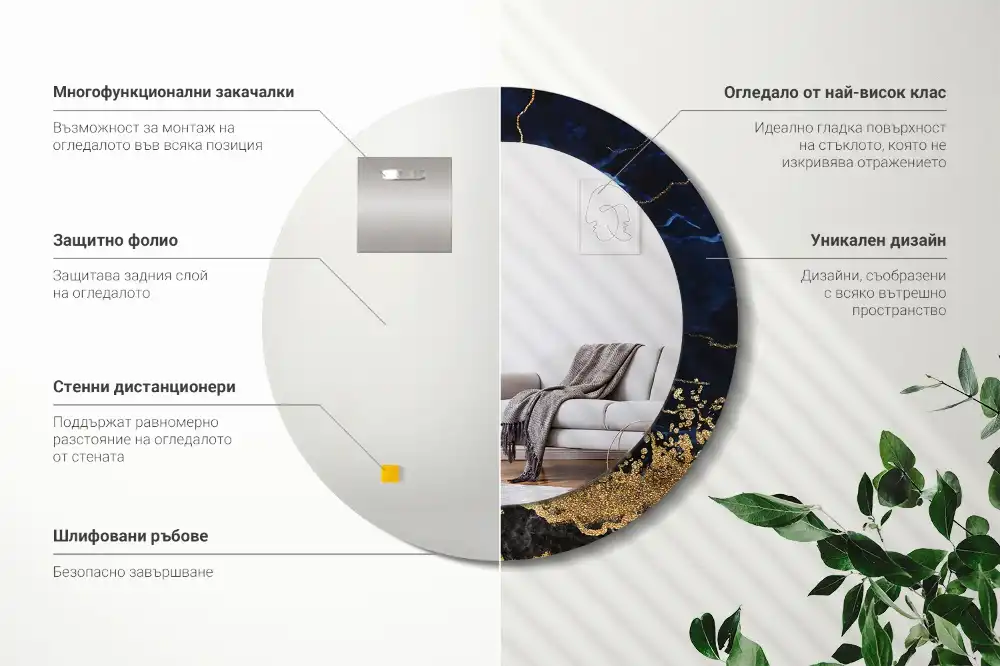 Spiegel rund Blauer Marmor