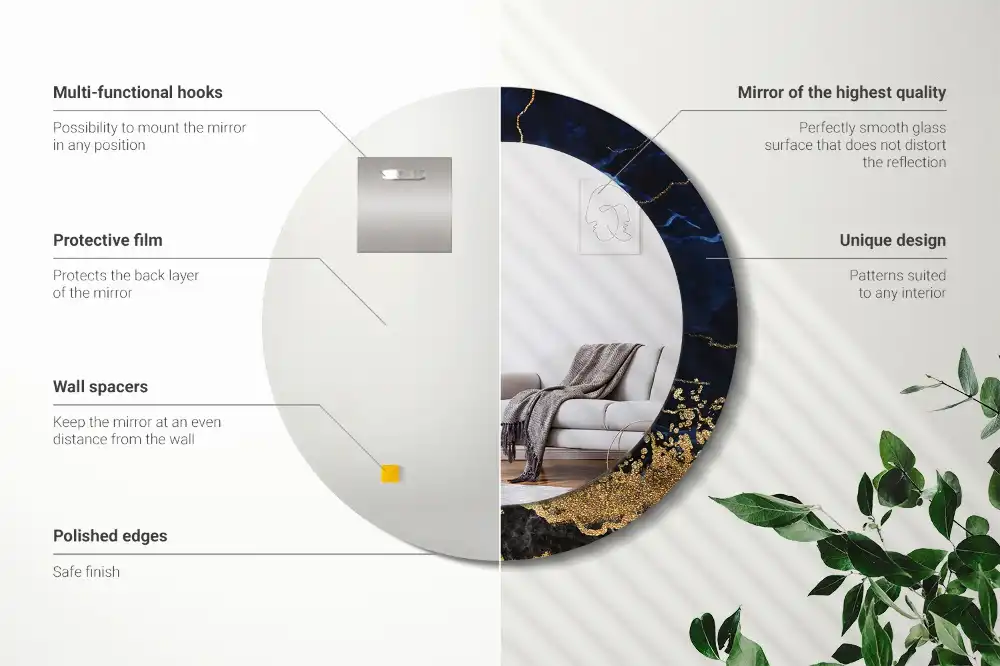 Spiegel rund Blauer Marmor