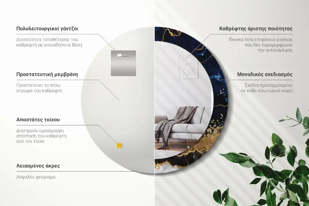 Spiegel rund Blauer Marmor