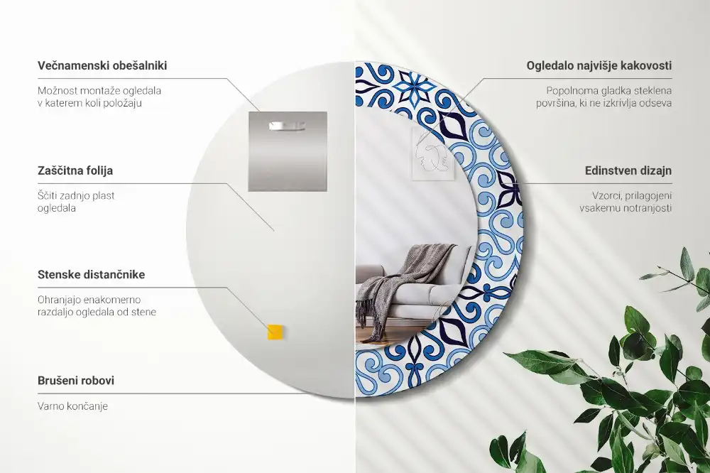 Runden spiegel Blau arabisches Muster