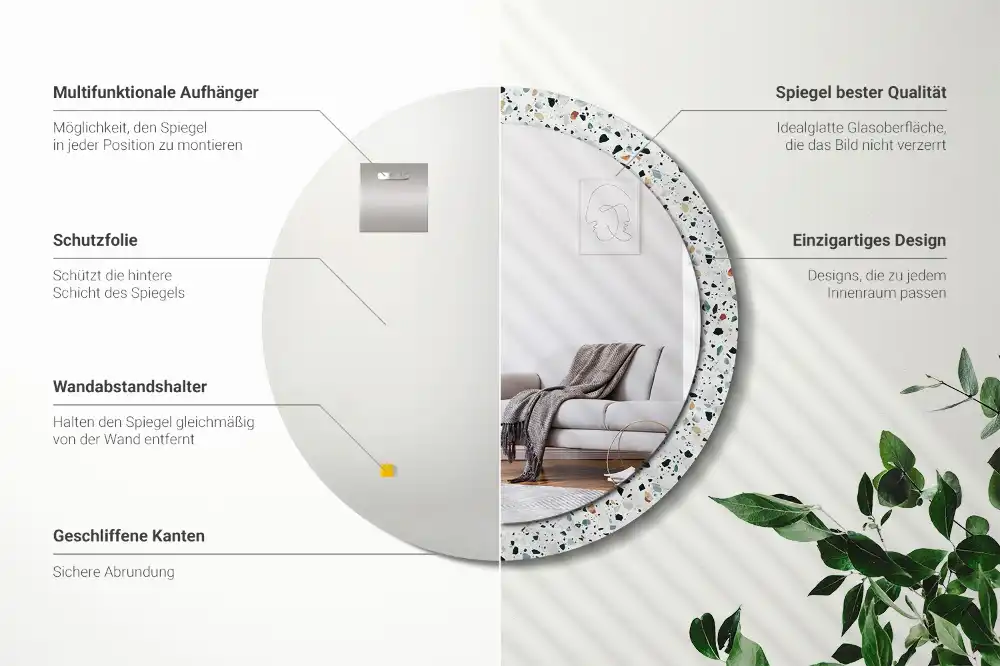 Spiegel rund Naturstein