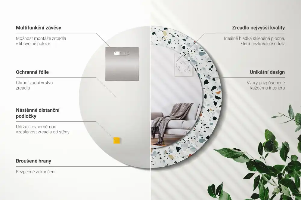 Spiegel rund Naturstein