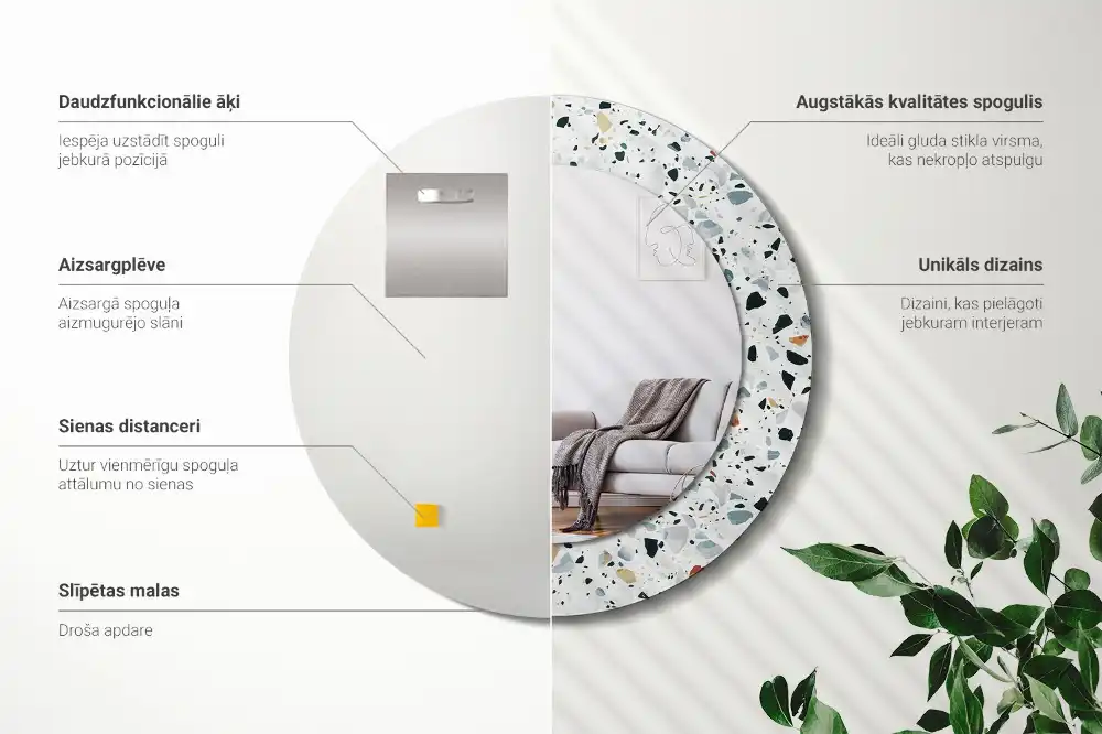 Spiegel rund Naturstein