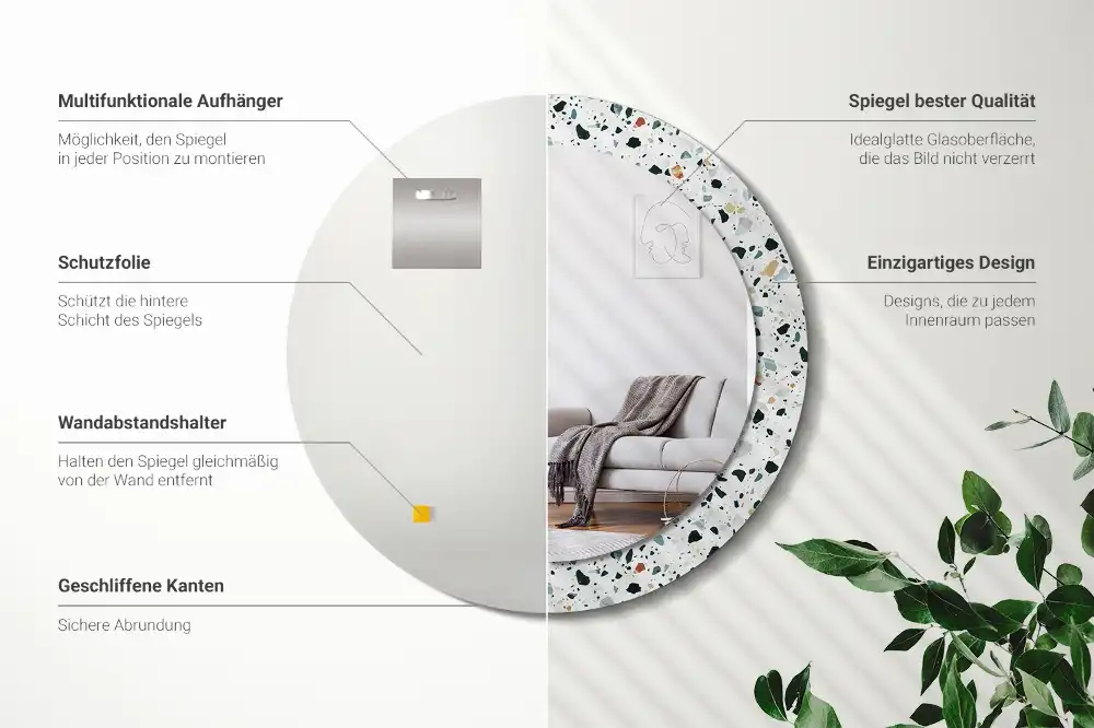 Spiegel rund Naturstein