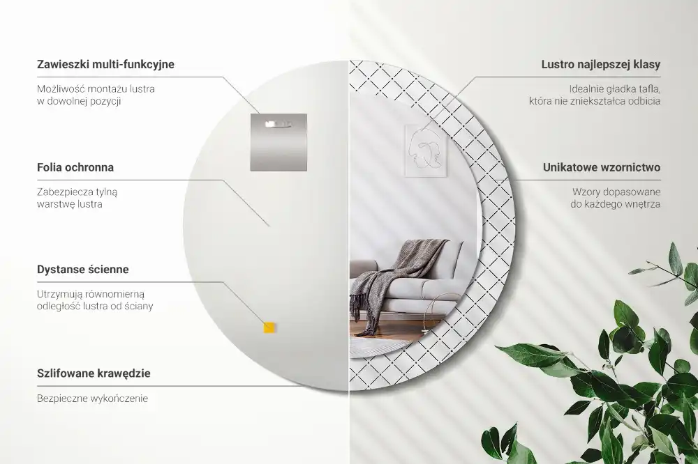 Runden spiegel Querlinien