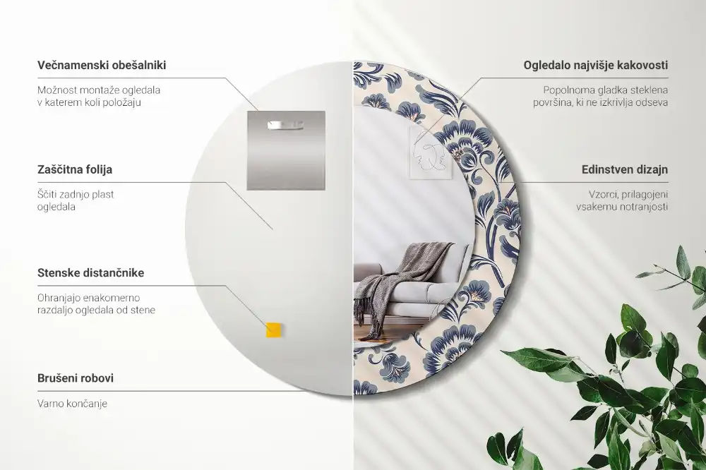 Runden spiegel Blumiges Muster