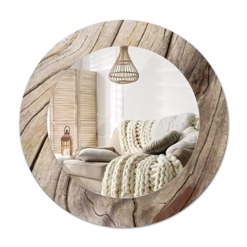 Spiegel rund Gebrochenes Holz