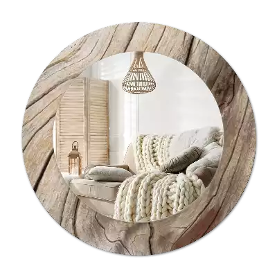 Spiegel rund Gebrochenes Holz
