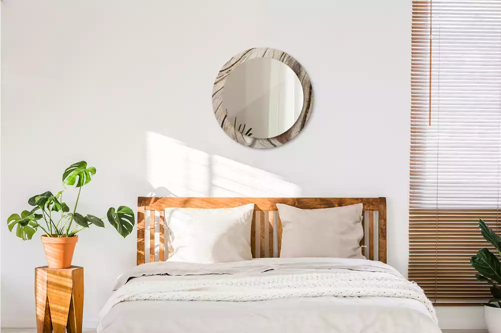 Spiegel rund Gebrochenes Holz