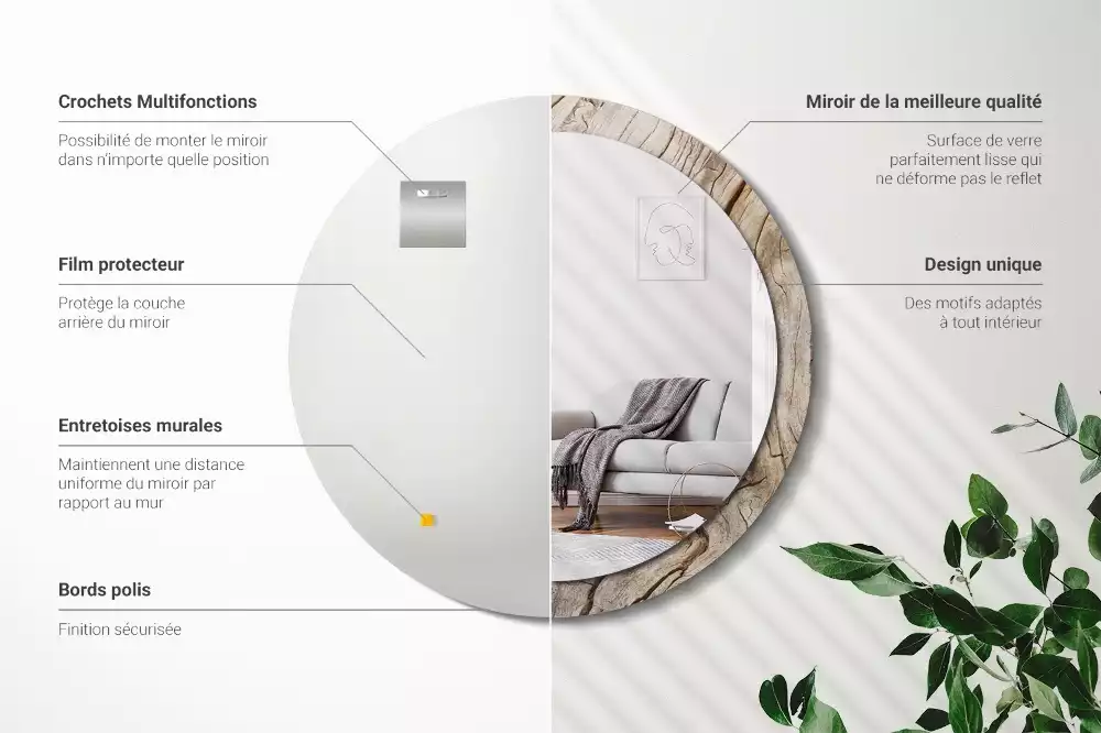 Spiegel rund Gebrochenes Holz