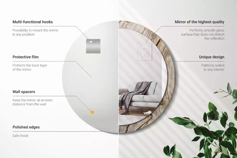 Spiegel rund Gebrochenes Holz