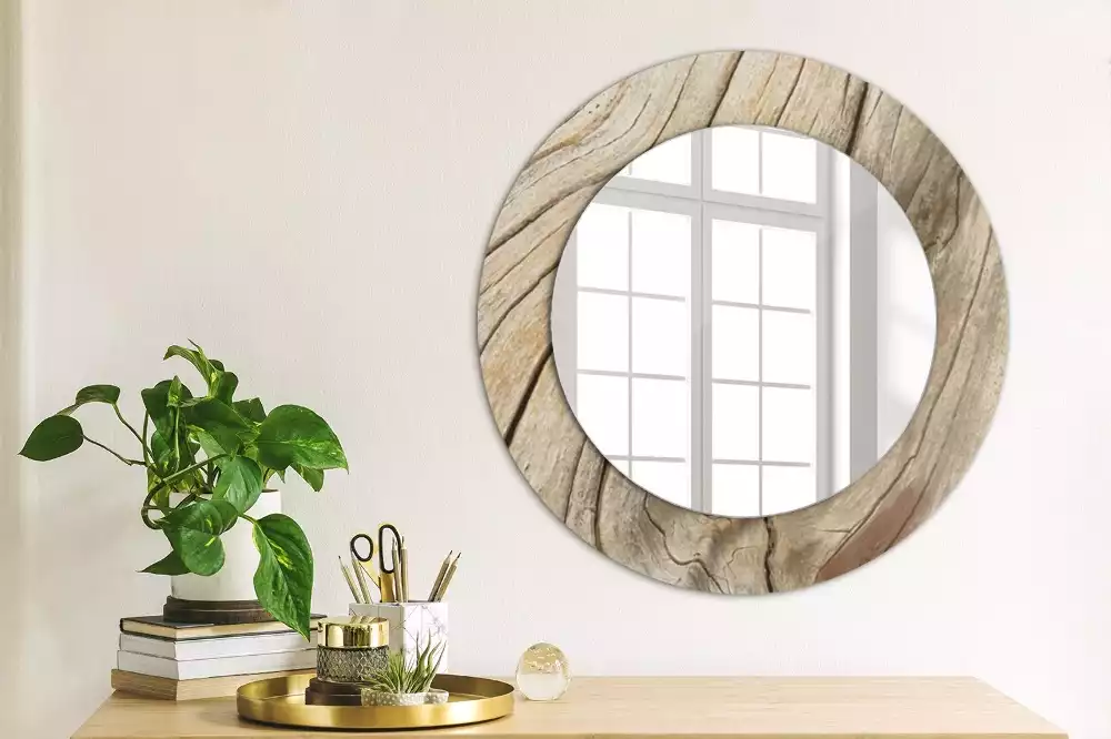 Spiegel rund Gebrochenes Holz