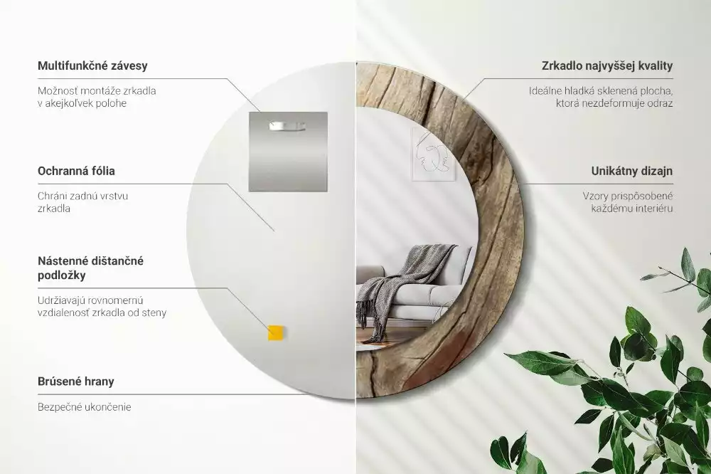 Spiegel rund Gebrochenes Holz