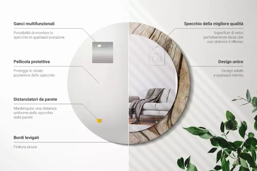 Spiegel rund Gebrochenes Holz