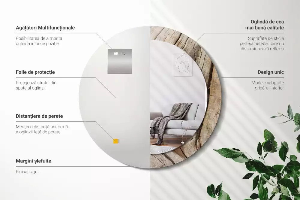 Spiegel rund Gebrochenes Holz