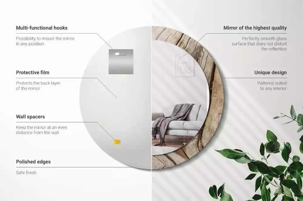 Spiegel rund Gebrochenes Holz