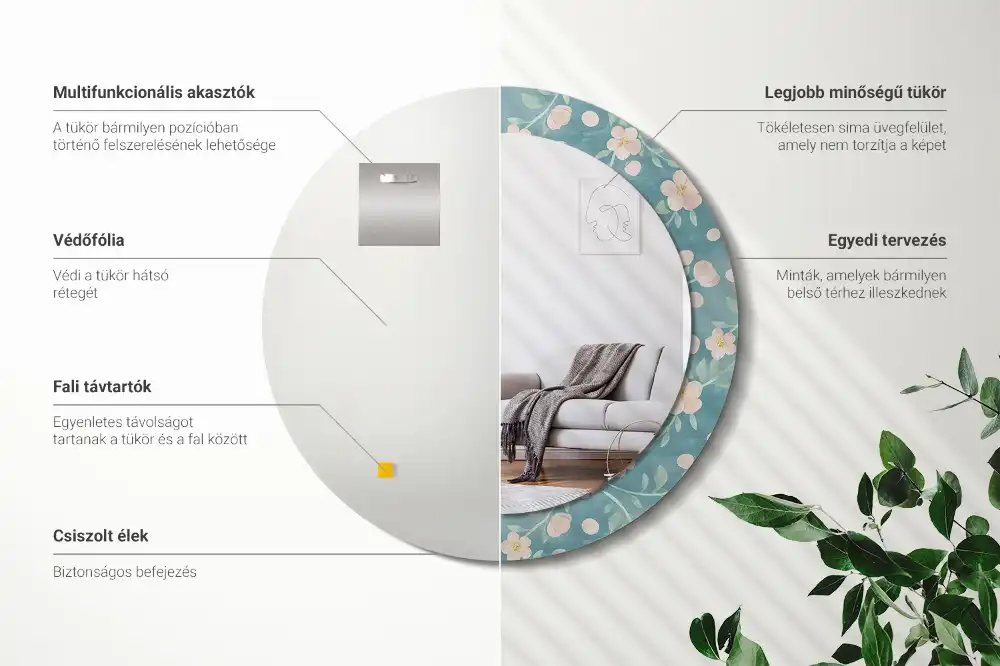 Runden spiegel Blumenmuster